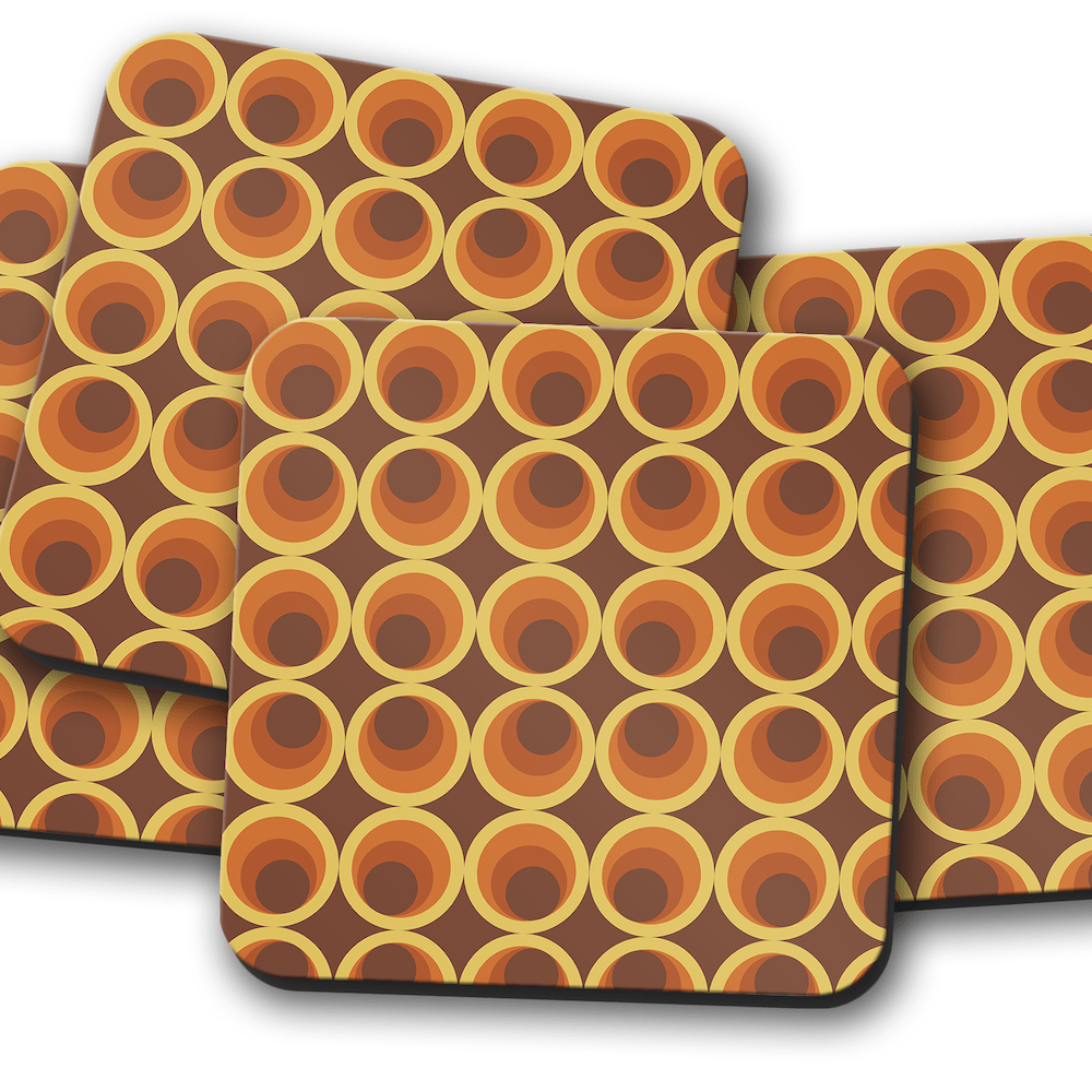 Brown Retro Geometric Placemats, Set of 4 or Set of 6 - Joe’s Haven