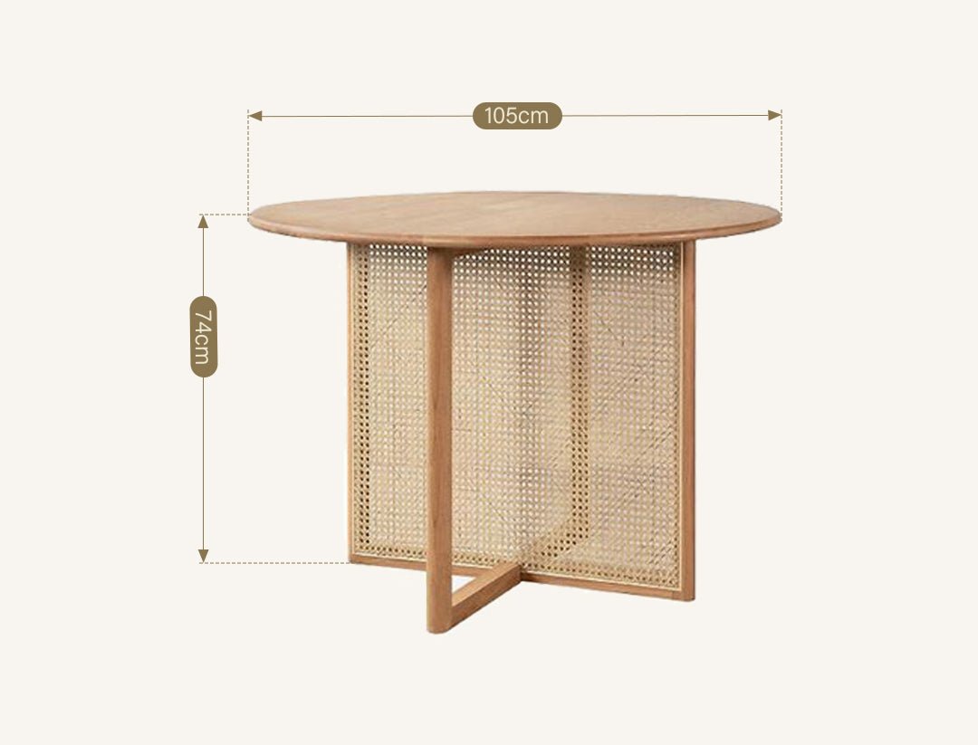 Bruce Rattan Dining Table, Light Oak, Round - Joe’s Haven