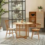 Bruce Rattan Dining Table, Light Oak, Round - Joe’s Haven