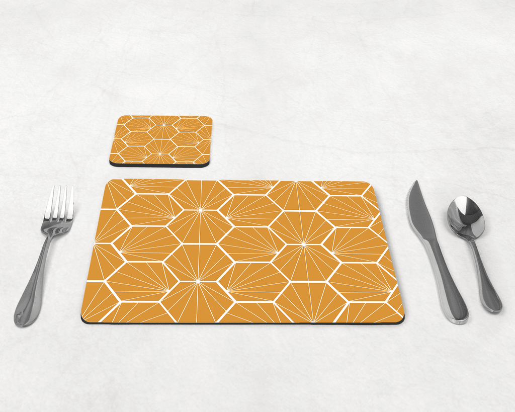 Butter Yellow Geometric Hexagons Placemats, Set of 4 or Set of 6 - Joe’s Haven
