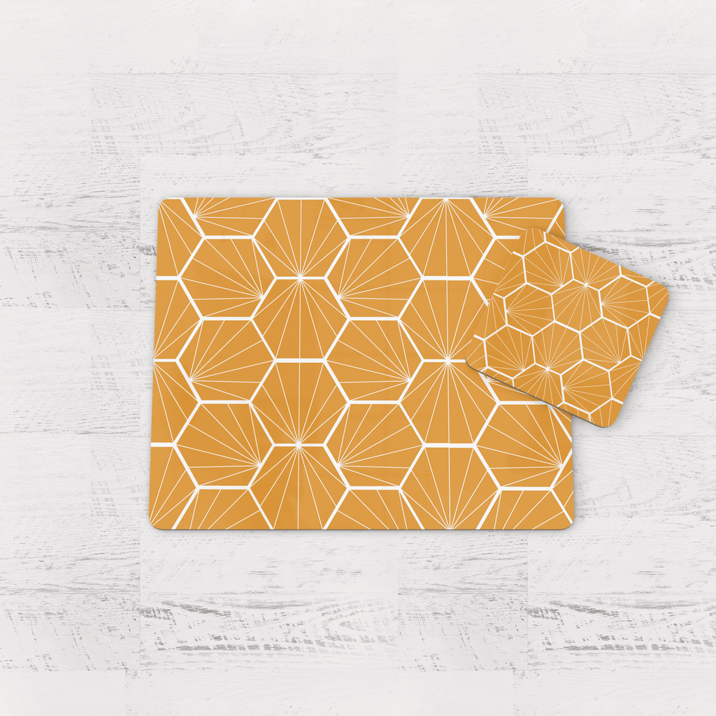 Butter Yellow Geometric Hexagons Placemats, Set of 4 or Set of 6 - Joe’s Haven