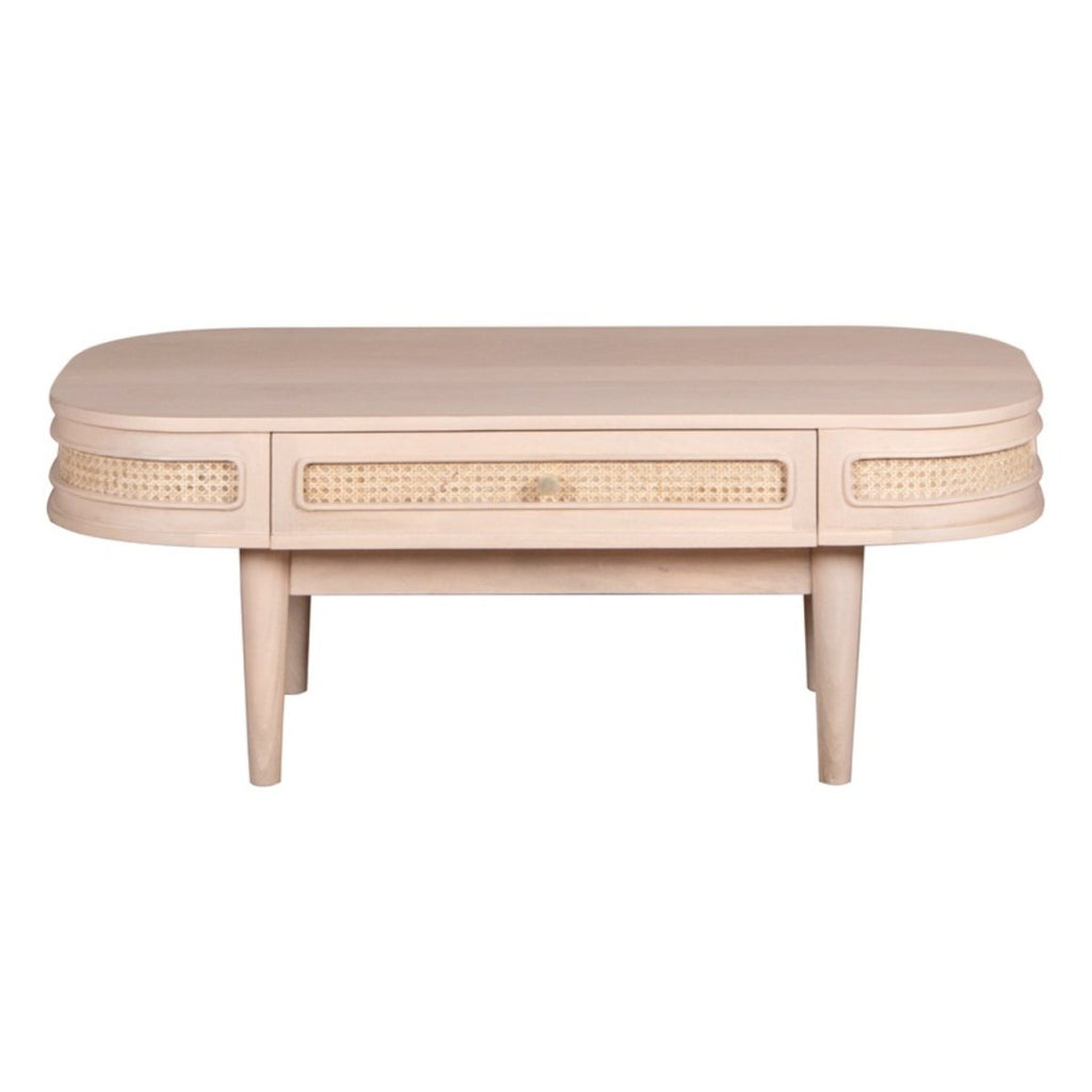 Chester Cane And Wood 1 Drawer Coffee Table - Joe’s Haven