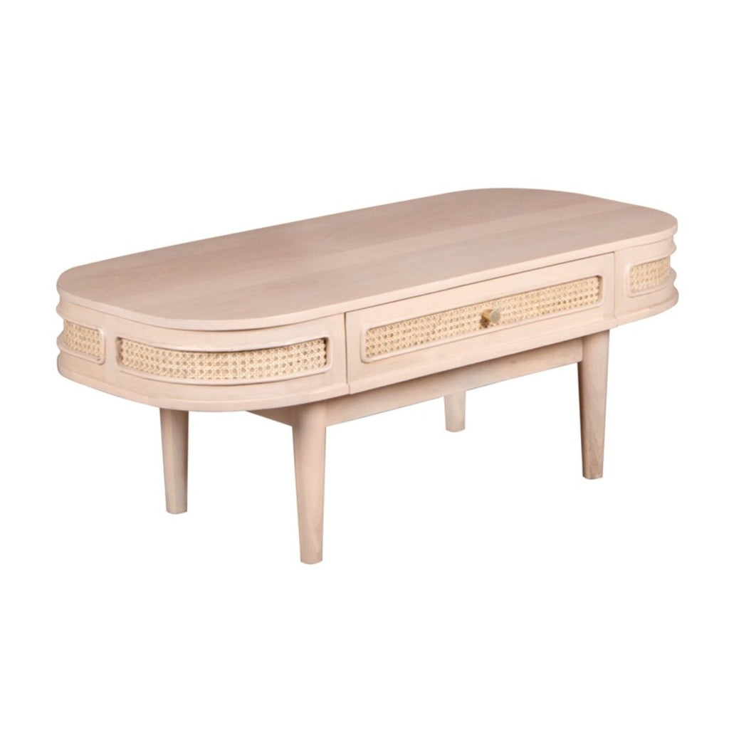 Chester Cane And Wood 1 Drawer Coffee Table - Joe’s Haven