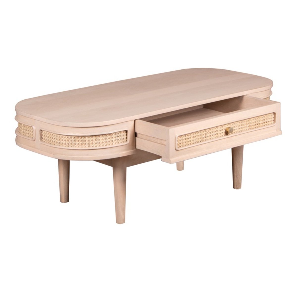 Chester Cane And Wood 1 Drawer Coffee Table - Joe’s Haven