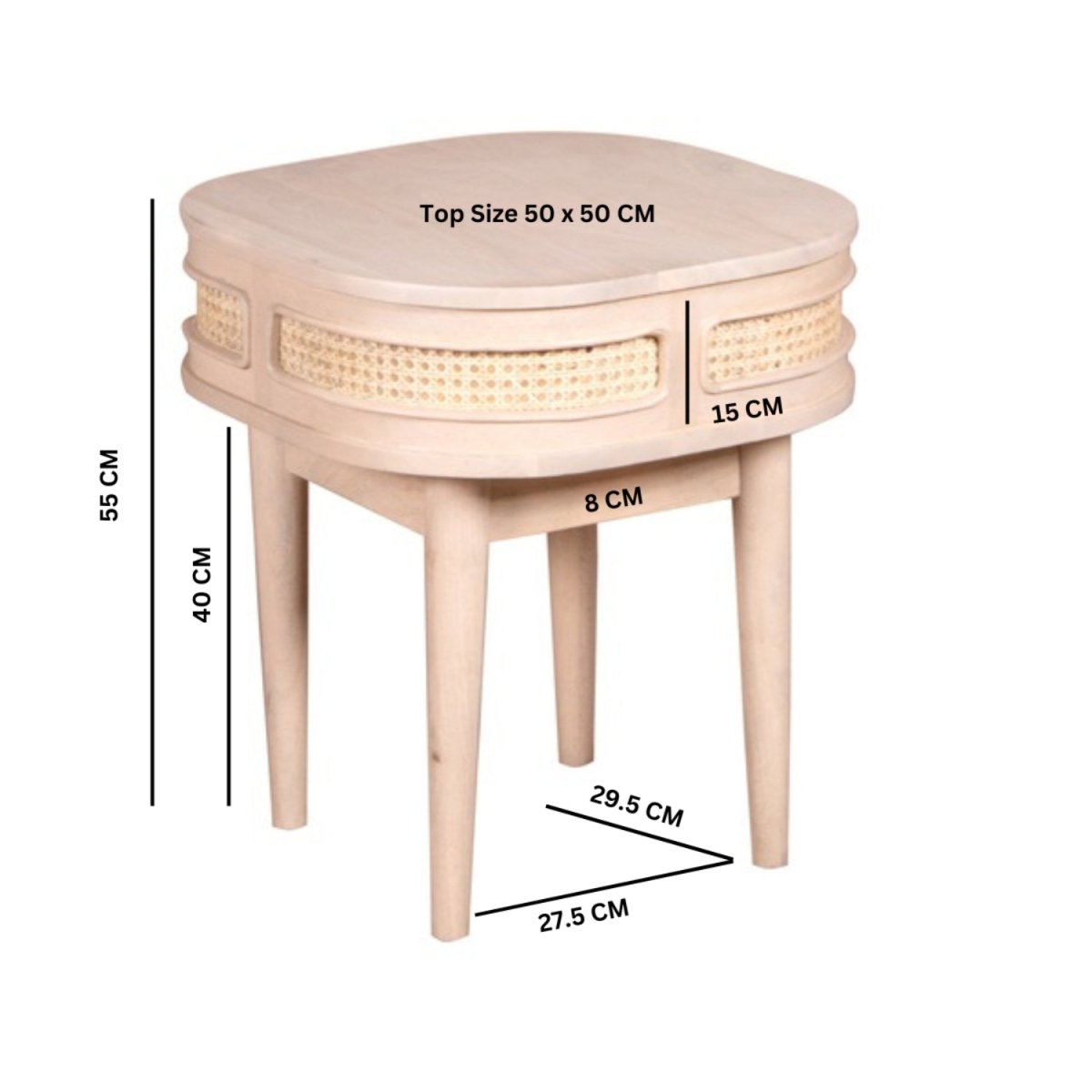 Chester Cane And Wood Bedside Table - Joe’s Haven