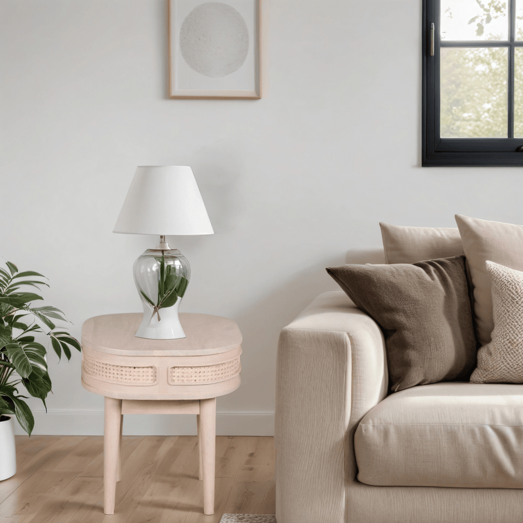 Chester Cane And Wood Bedside Table - Joe’s Haven