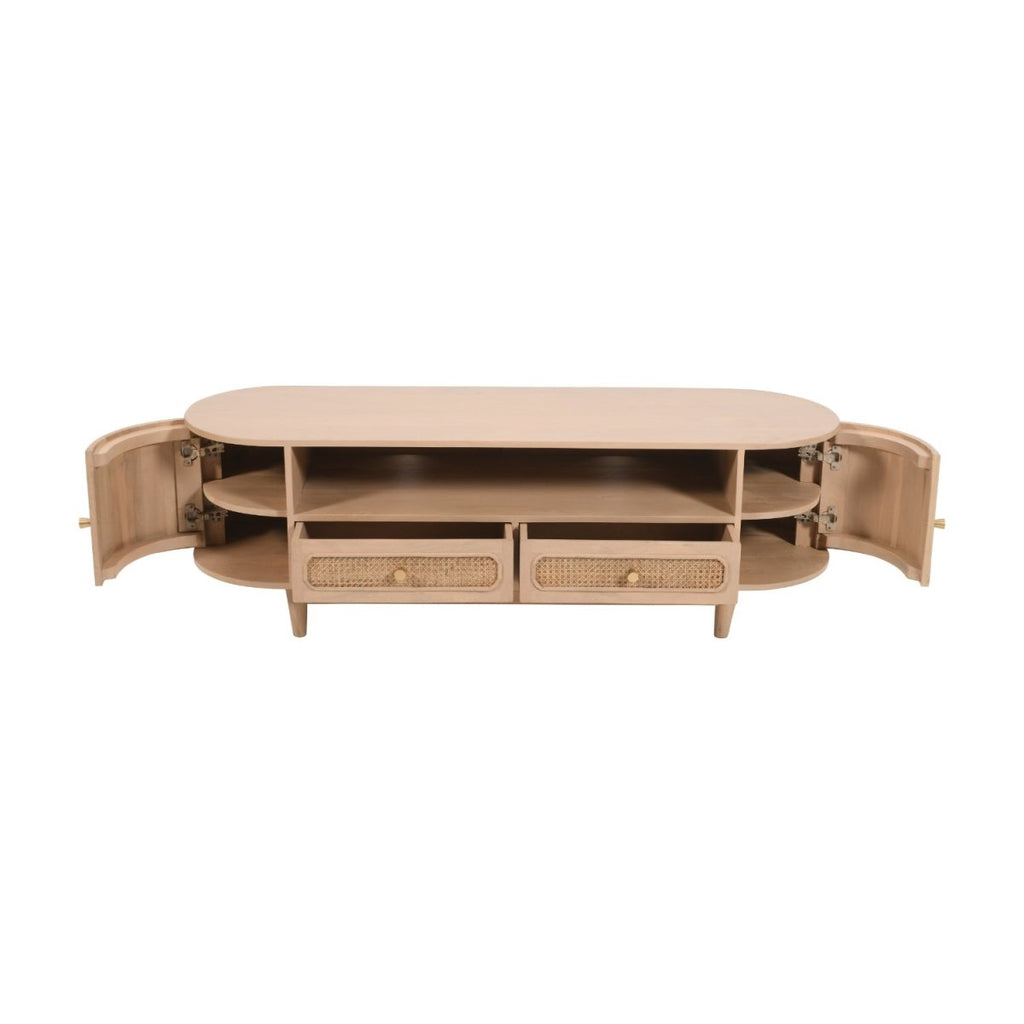 Chester Cane And Wood 2 Drawers TV Cabinet - Joe’s Haven