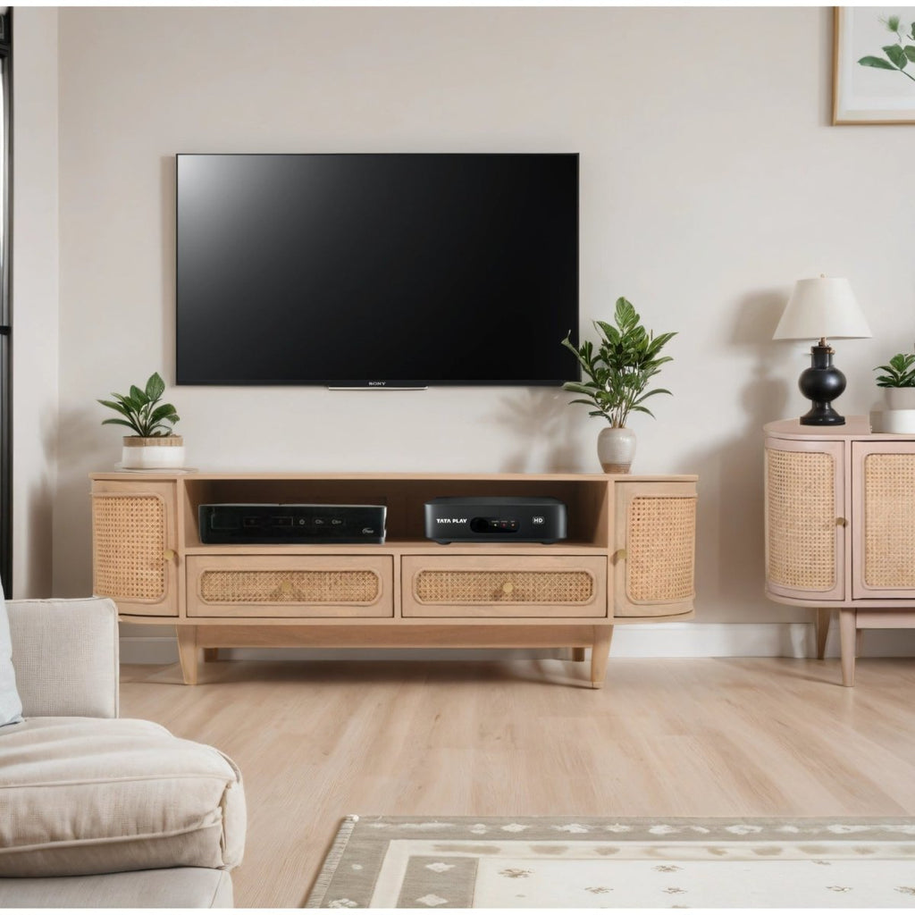 Chester Cane And Wood 2 Drawers TV Cabinet - Joe’s Haven