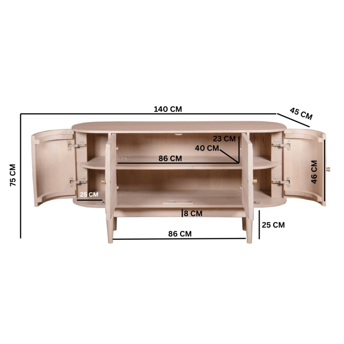 Chester Cane And Wood 4 Doors Sideboard - Joe’s Haven