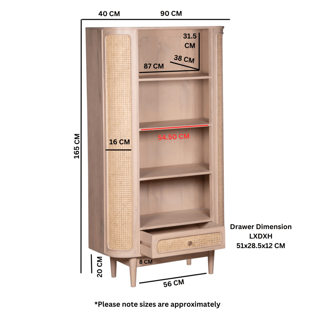 Chester Cane And Wood Bookcase - Joe’s Haven