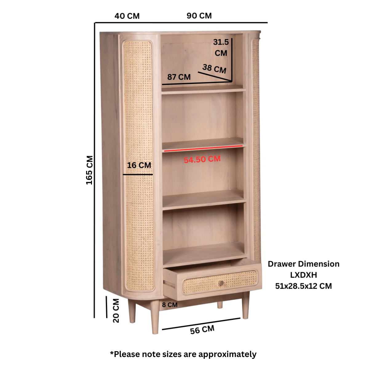 Chester Cane And Wood Bookcase - Joe’s Haven