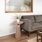 Chester Cane And Wood Pedestal Side Table - Joe’s Haven