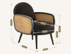 Cane Rattan Armchair, Velvet