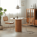 Cane Round Dining Table, Oak - Joe’s Haven