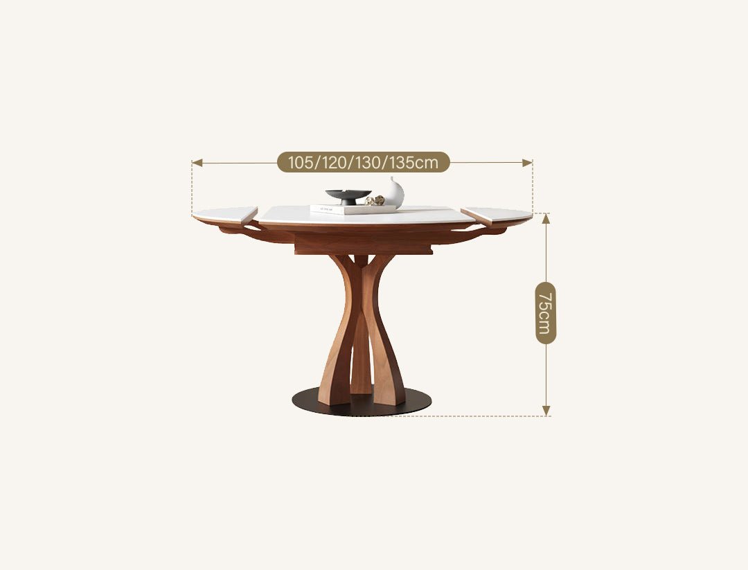 Caruso Round Extending Dining Table, Sintered Stone, White - Joe’s Haven