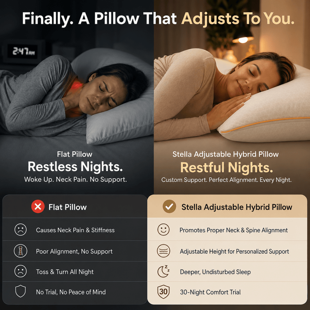 Brightr® Stella Hybrid Adjustable Pillow | Best pillow For Neck Pains - Joe’s Haven