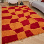 Joli Checkered Red & Orange Rug - Joe’s Haven