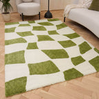 Joli Checkered Green & White Rug - Joe’s Haven