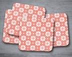 Coral and White Geometric Tiles Design Coasters, Table Decor Drinks Mat - Joe’s Haven