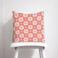 Coral and White Geometric Tiles Design Cushion, Throw Pillow - Joe’s Haven