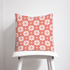 Coral and White Geometric Tiles Design Cushion, Throw Pillow - Joe’s Haven