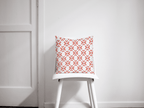 Coral and White Geometric Design Cushion, Throw Pillow - Joe’s Haven