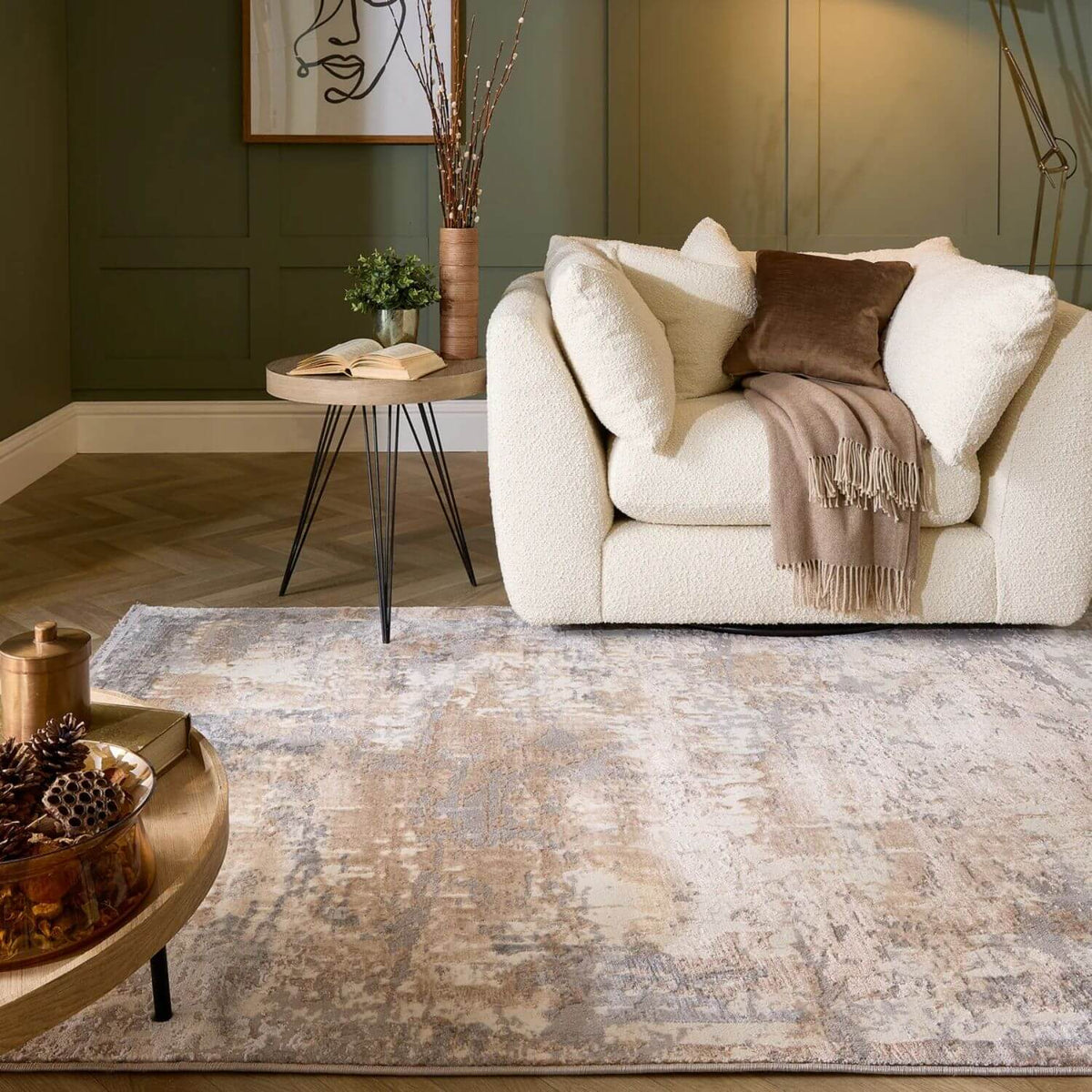 Cosimo Beige/Grey Distressed Modern Rug - Joe’s Haven