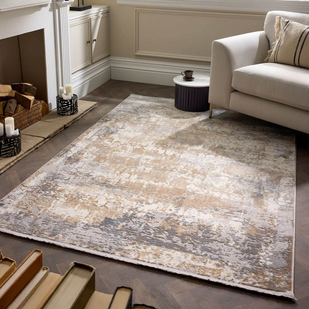 Cosimo Beige/Grey Distressed Modern Rug - Joe’s Haven