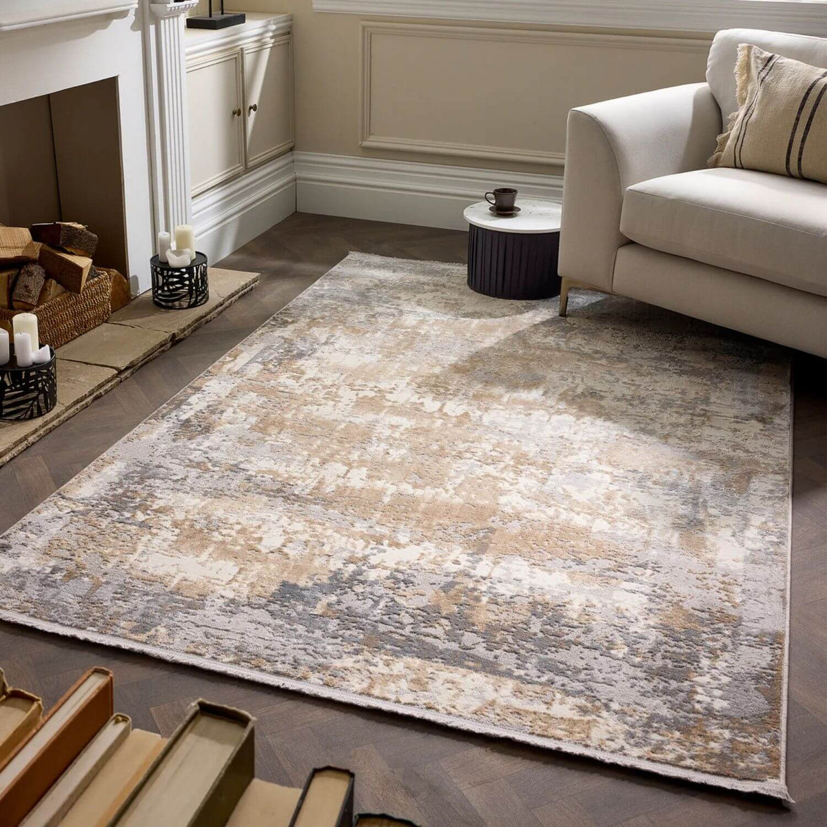 Cosimo Beige/Grey Distressed Modern Rug - Joe’s Haven