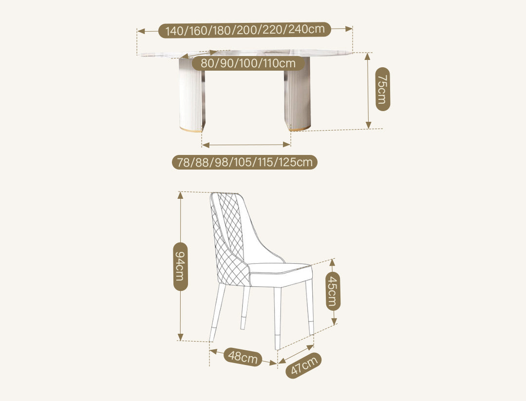 Costanza Oval Dining Table, Sintered Stone, White