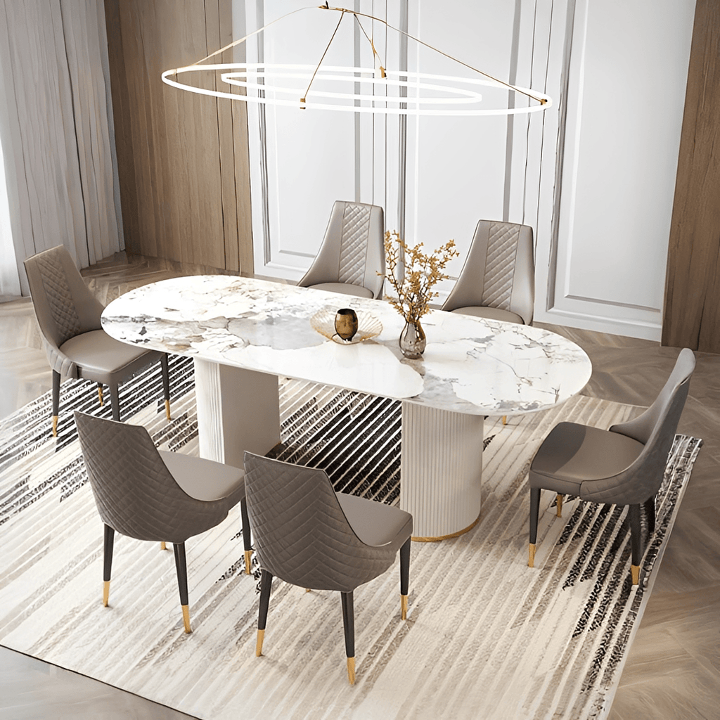 Costanza Oval Dining Table, Sintered Stone, White - Joe’s Haven