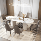 Costanza Oval Dining Table, Sintered Stone, White - Joe’s Haven