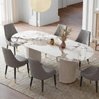 Costanza Oval Dining Table, Sintered Stone, White - Joe’s Haven