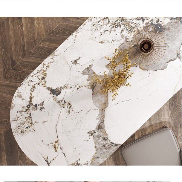 Costanza Oval Dining Table, Sintered Stone, White - Joe’s Haven