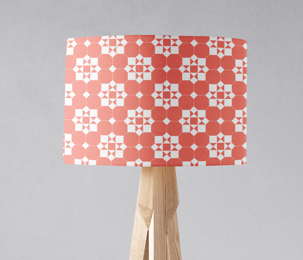 Coral and White Geometric Tiles Design Lampshade, Ceiling or Table Lamp Shade - Joe’s Haven