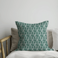 Dark Green Triangle Pattern Cushion – Modern Geometric Cotton Cushion Cover - Joe’s Haven