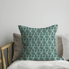 Dark Green Triangle Pattern Cushion – Modern Geometric Cotton Cushion Cover - Joe’s Haven