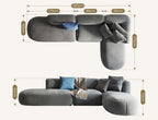 FIN Four Seater Sofa, Four Seater Corner Sofa, Grey Velvet - Joe’s Haven