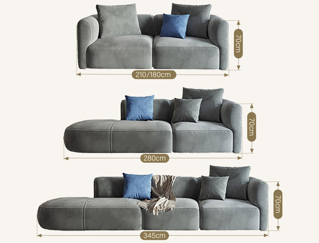 FIN Four Seater Sofa, Four Seater Corner Sofa, Grey Velvet - Joe’s Haven