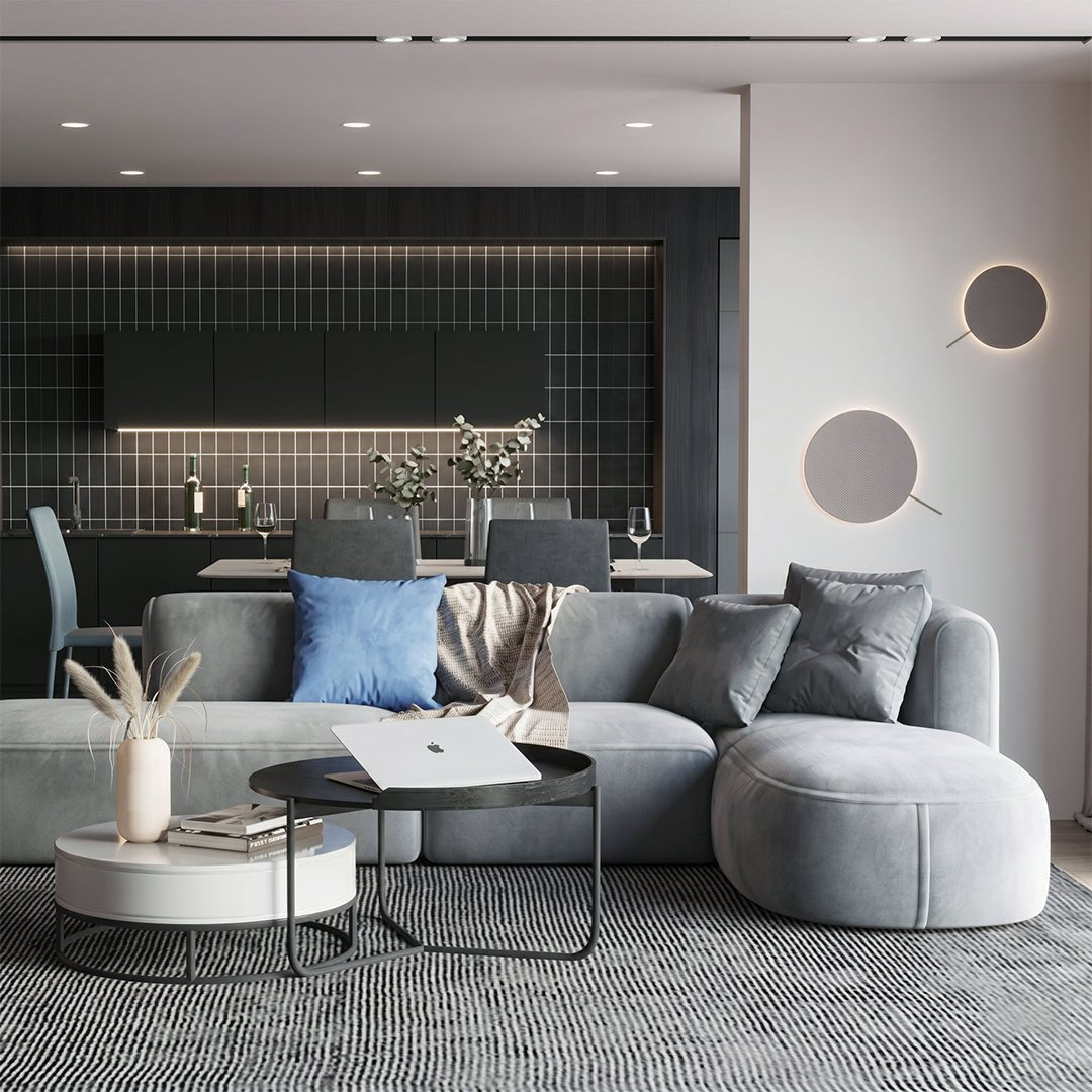 FIN Four Seater Sofa, Four Seater Corner Sofa, Grey Velvet - Joe’s Haven