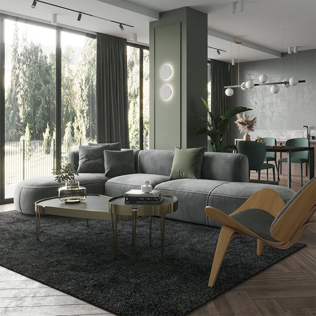 FIN Four Seater Sofa, Four Seater Corner Sofa, Grey Velvet - Joe’s Haven