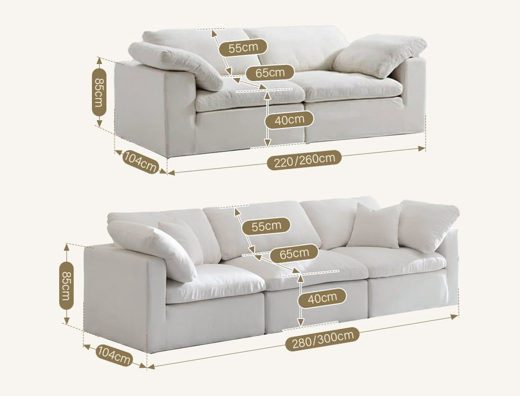 Farid Two Seater, Three Seater Sofa, Modular Sofa, White Linen - Joe’s Haven
