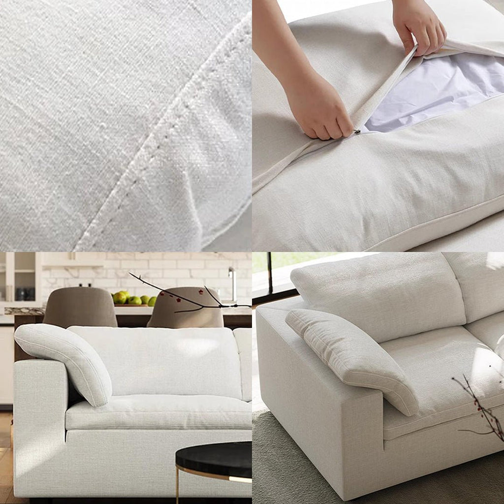 Farid Two Seater, Three Seater Sofa, Modular Sofa, White Linen - Joe’s Haven