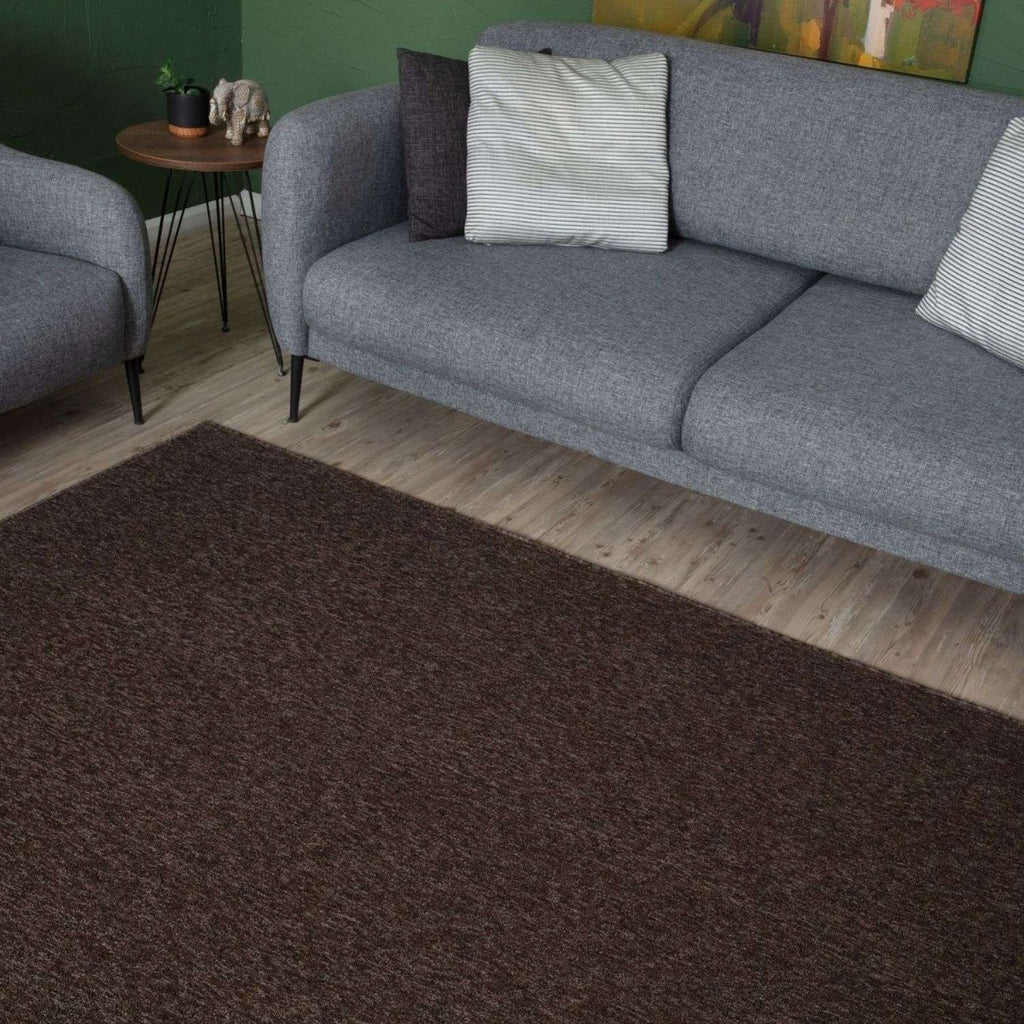 Flex Brown Low Pile Solid Rug - Joe’s Haven