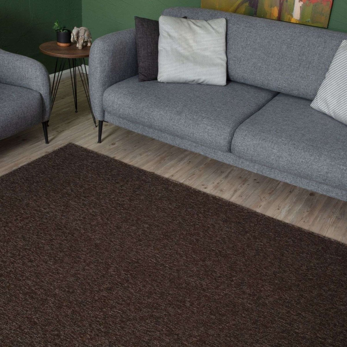 Flex Brown Low Pile Solid Rug - Joe’s Haven