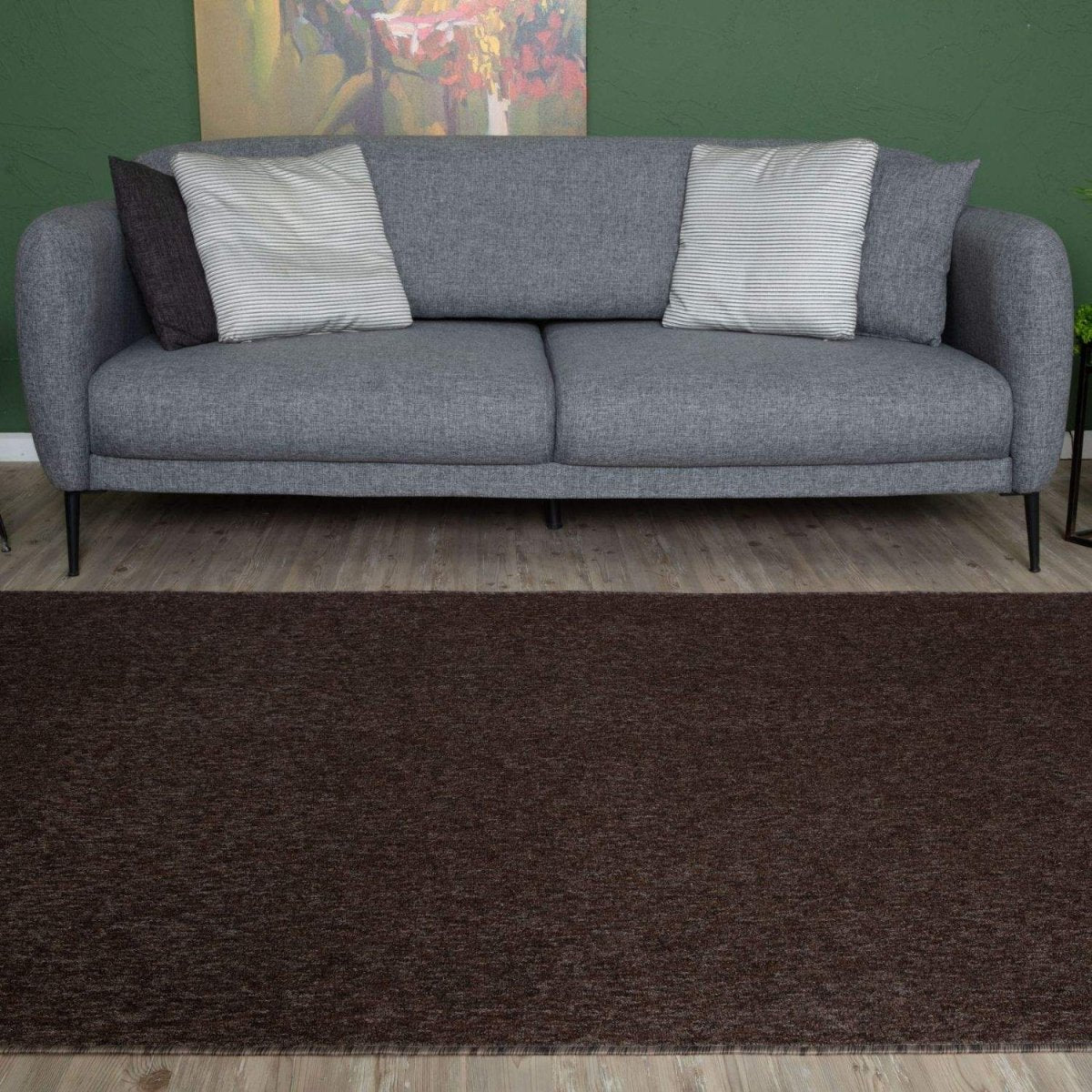 Flex Brown Low Pile Solid Rug - Joe’s Haven