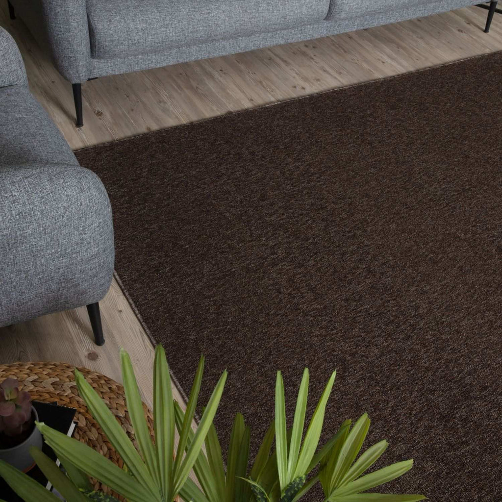 Flex Brown Low Pile Solid Rug - Joe’s Haven