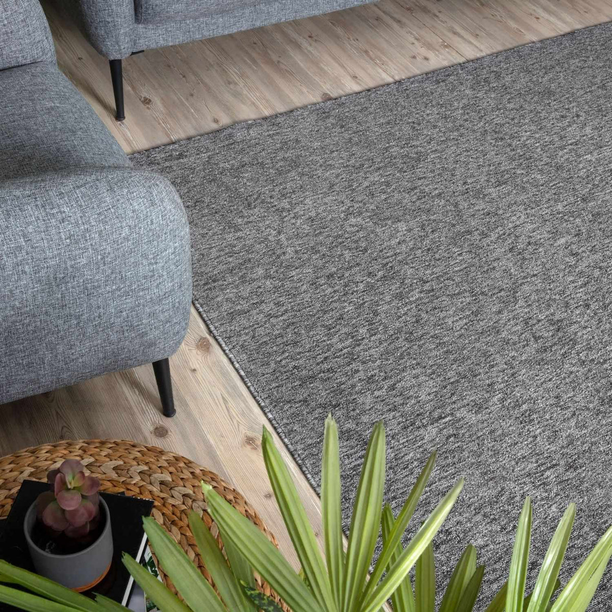 Flex Grey Low Pile Solid Rug - Joe’s Haven