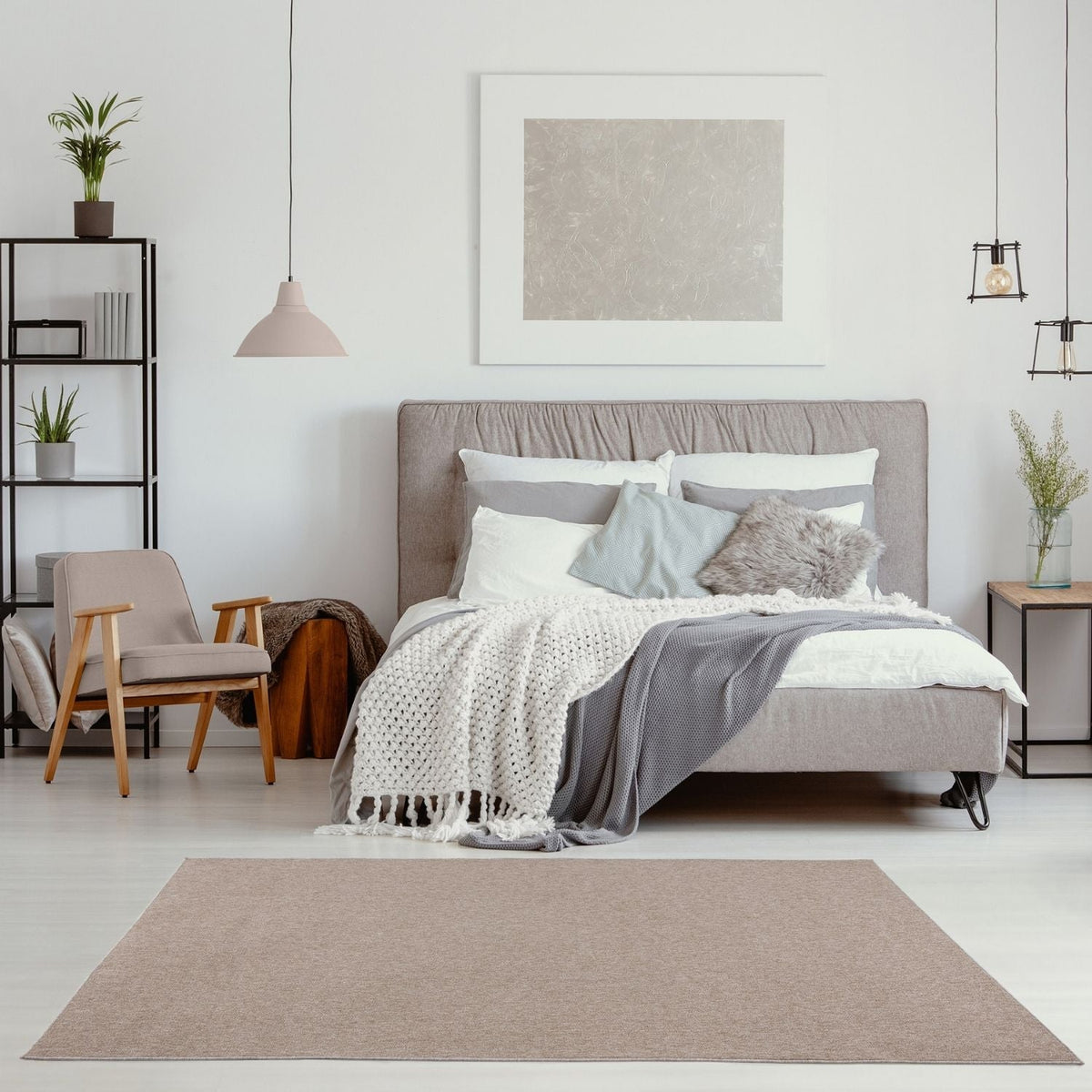 Flex Beige Low Pile Solid Rug