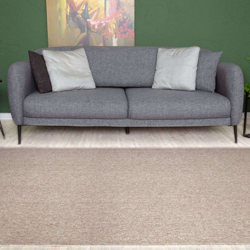 Flex Beige Low Pile Solid Rug - Joe’s Haven